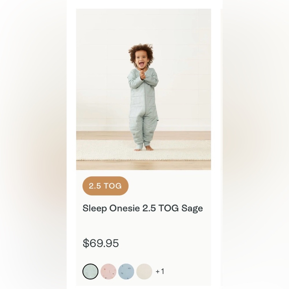 Sleep Onesie 2.5 TOG Sage Size 2-3Y /92-100cm